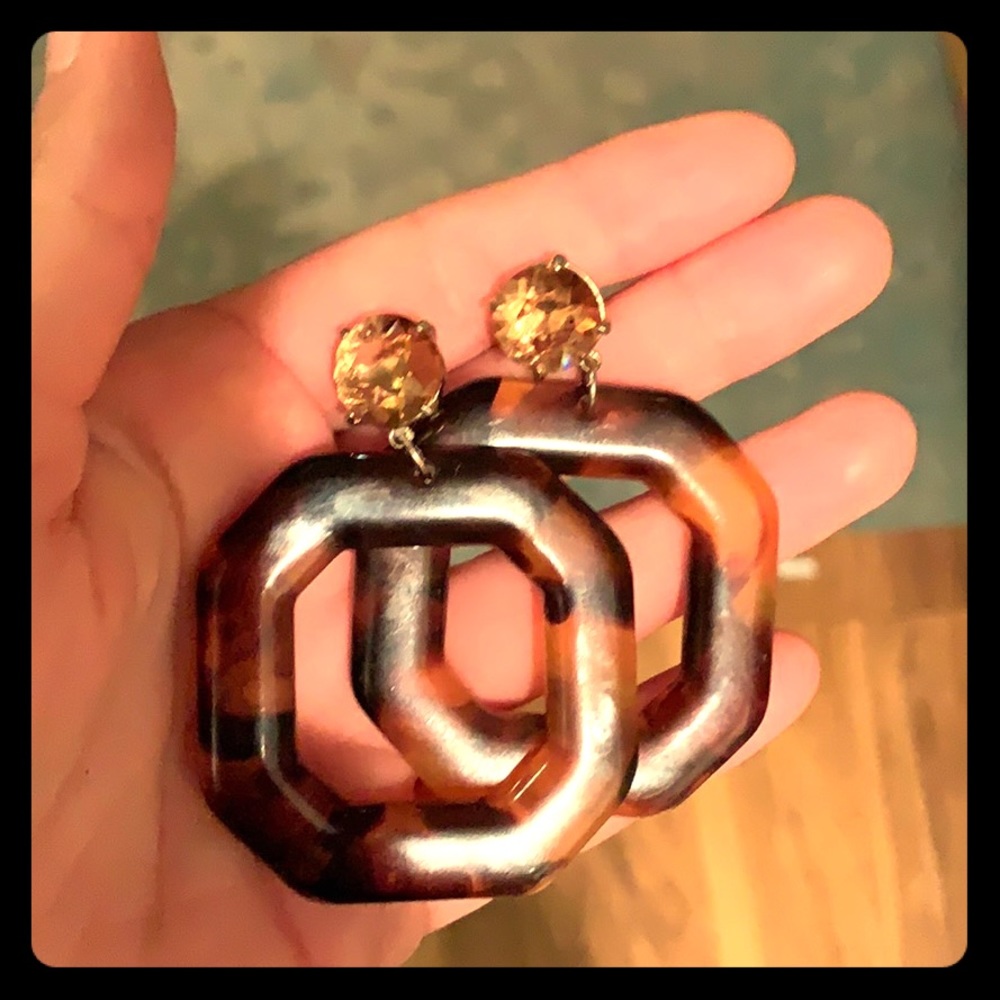Anthropologie Tortoise Hoops with Gem
